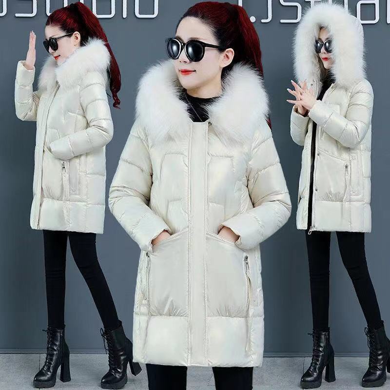 Winter Korean Version of Women's Cotton-padded Jacket, Women's Mid-length Slim-fit Padded Jacket, Big Fur Collar, Down Padded Jacket, Women's Jacket