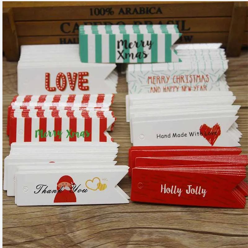 100 шт. самодельных рождественских этикеток, бирки для упаковки подарков, бирки для милых вечеринок, бирки для рождественских украшений