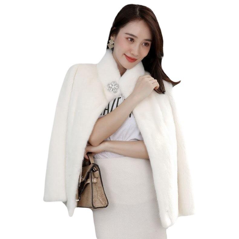 Женское короткое пальто из искусственного меха норки с воротником-стойкой, осенне-зимний топ, куртка из искусственного меха, имитация бархата, новое