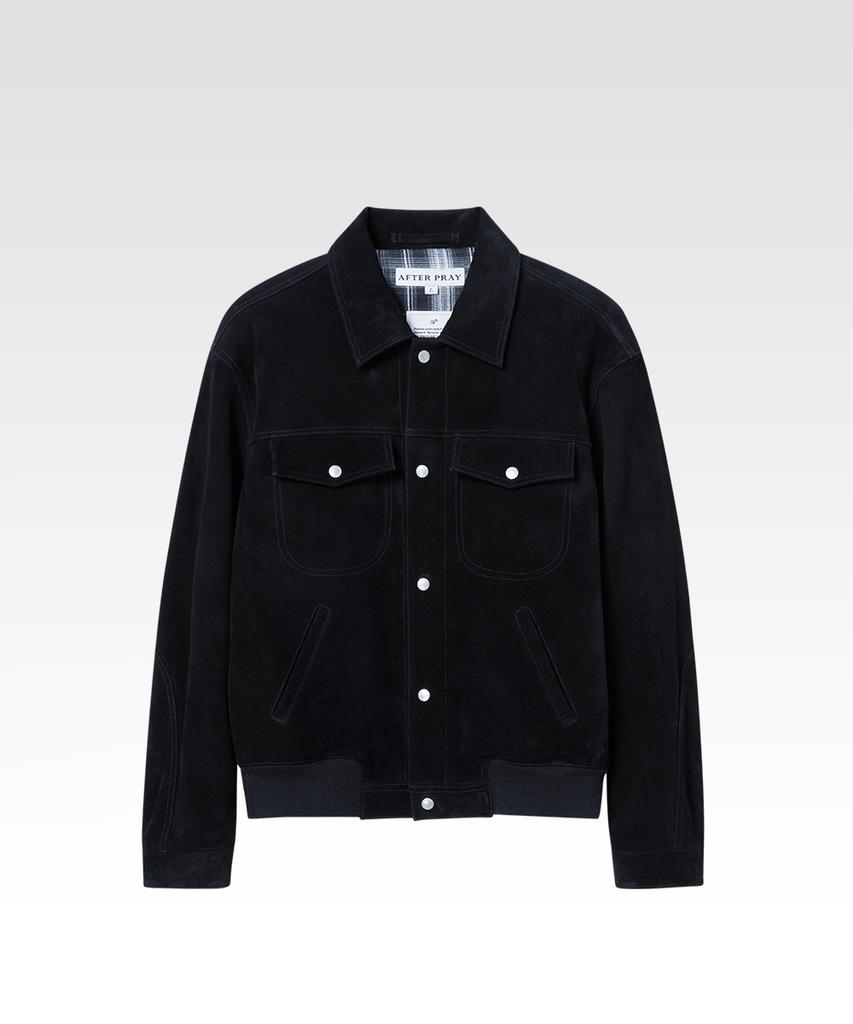 Afterpray Suede Trucker Blouson Black