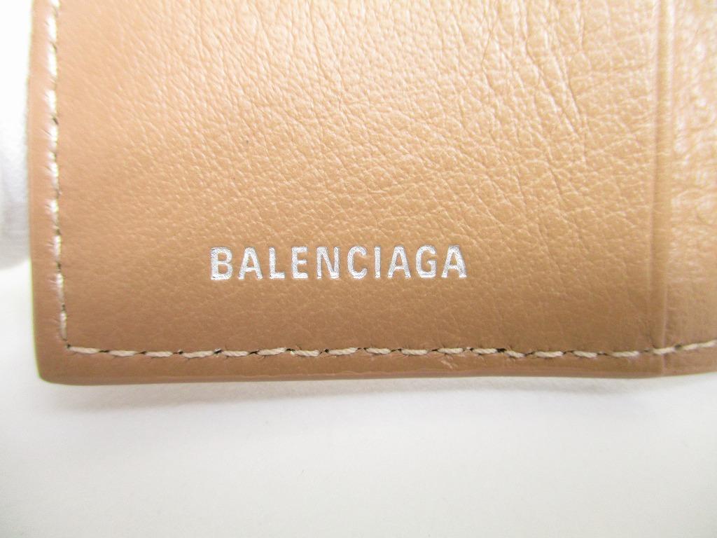 Оригинальный BALENCIAGA Бумажный Бежевый Кожаный Серебряный Металлофурнитура 6 Фото Брелок #b046 Открытая коробка