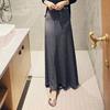 Women Maxi Skirt Adjustable Drawstring High Waist Side Slit Large Hem Long