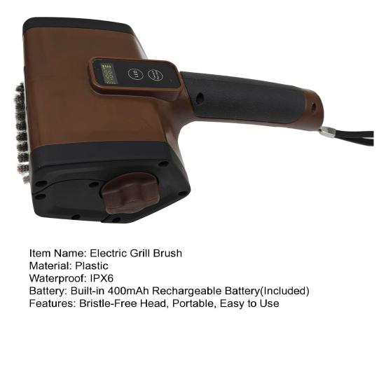 Электрическая щетка для гриля с головкой из нержавеющей стали без щетины, перезаряжаемая, беспроводная, очиститель для барбекю, незаменимые аксессуары для барбекю