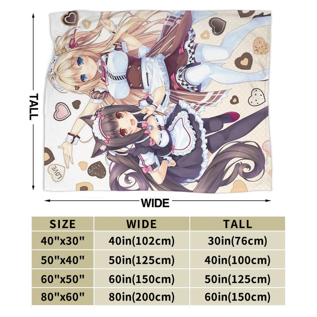 Soft Warm Blanket Picnic Nekopara Cartoon Game Throw Blanket Flannel Bedspread For Living Room Fashion Sofa Bed Cover