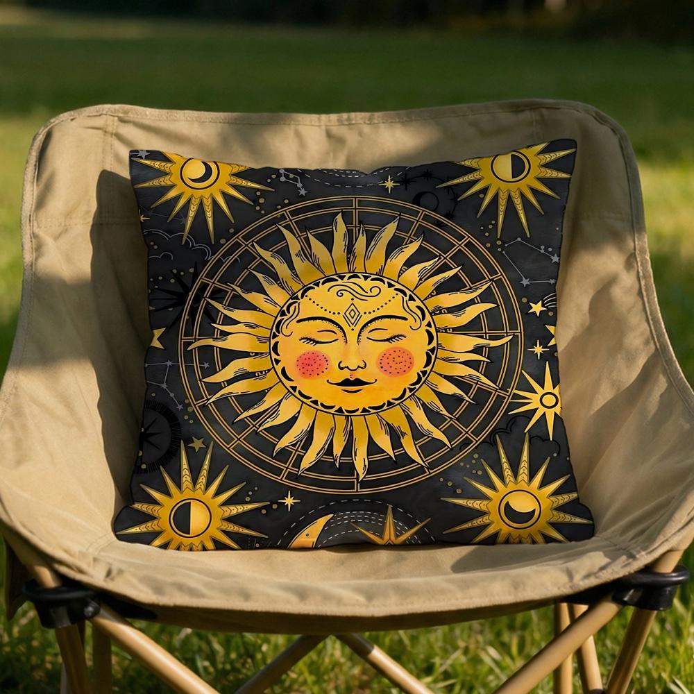 Tarot Sun and Moon Cushion Cover Soft Reversible Durable Pillow Cover MultiScene Use for Home Car Daily Comfort