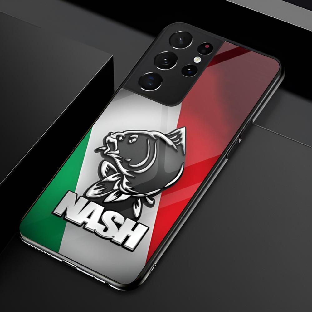 Чехол для телефона с логотипом N-Nash Fishing для Samsung S25 S24 Ultra 23 Fe 22 Plus Galaxy A54 A55 A16 A13 A24 A15 A25 Стеклянная крышка