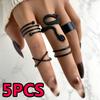 5 шт., набор колец в стиле панк-змеи черного цвета, набор женских колец на палец, ювелирные изделия
