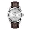 Tissot Gentleman Automatic Powermatic 80 Watch with Silicone Case and Leather Strap, Officially Imported, T1274071603101, Men's, Silver Dial