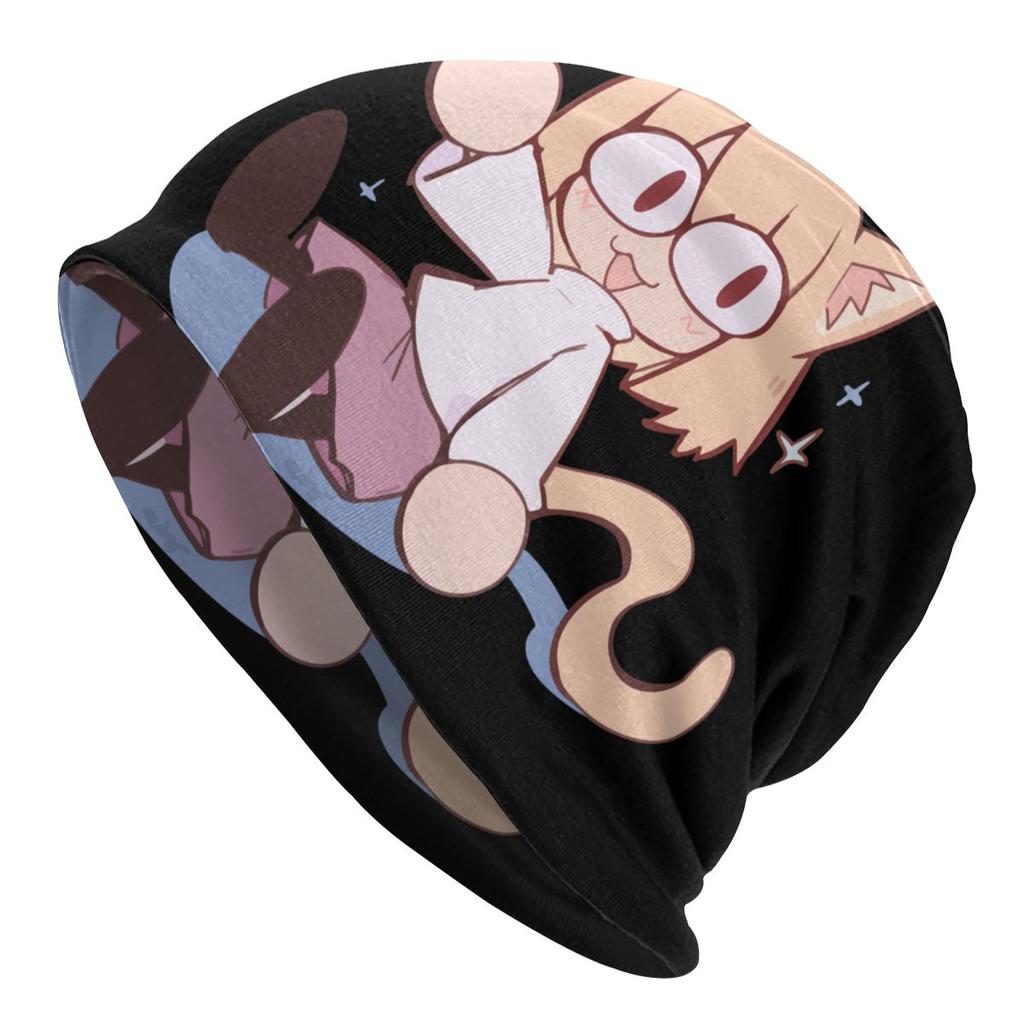 Зимняя теплая шапка Neco Arc Cat Cat Femme с напуском, шапка-бини, хип-хоп, мультяшная комическая игра, уличные лыжные шапочки с черепами, шапки унисекс для женщин
