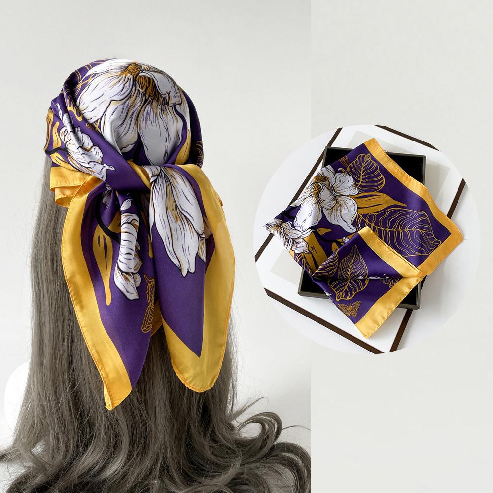 Весенне-летний атласный длинный шарф для женщин, солнцезащитная шаль, модный атласный длинный шарф для красоты, универсальный дорожный шарф