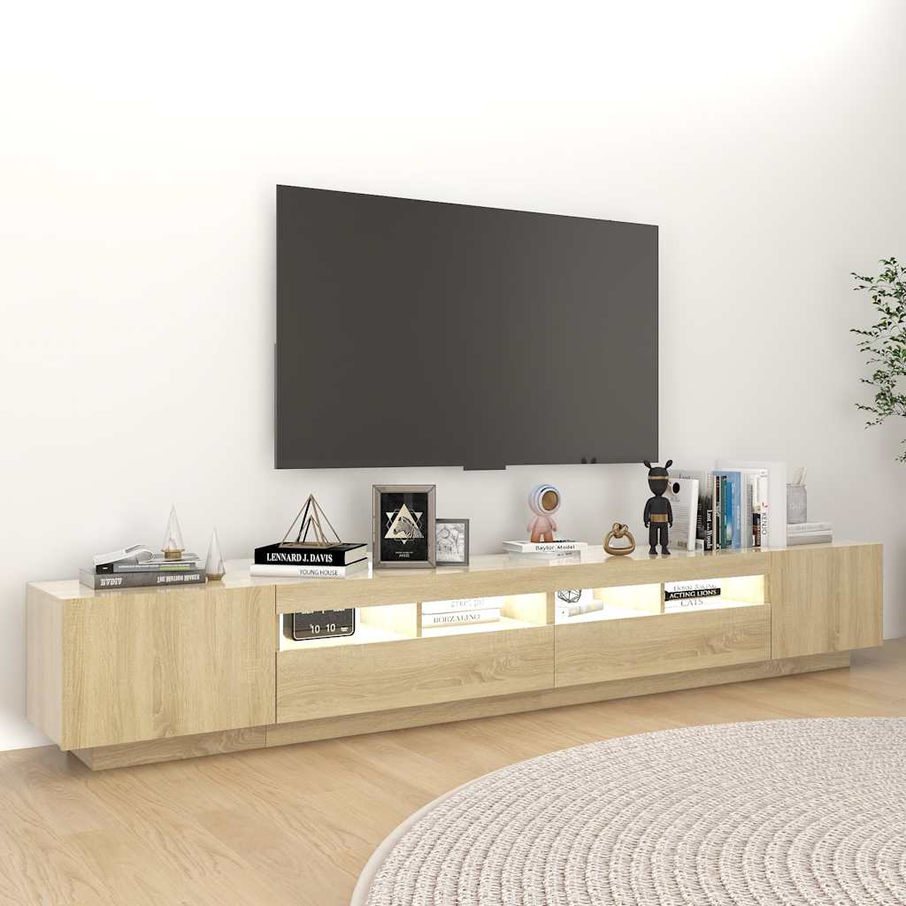 Vidaxl Szafka Tv Z Oświetleniem Led, Dąb Sonoma, 260X35X40 Cm