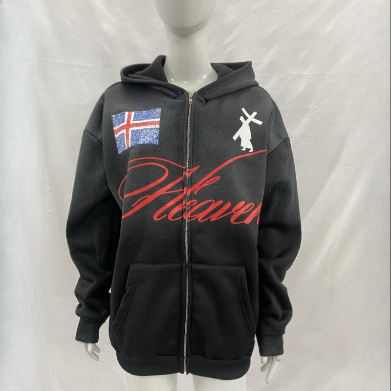 Европейский и американский уличный тренд Y2K персонализированная принтованная толстовка с длинным рукавом на молнии