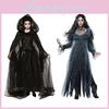 Halloween Costume For Women Ghost Bride Witch Vampire With Cape Elastic Fabric S-xxl