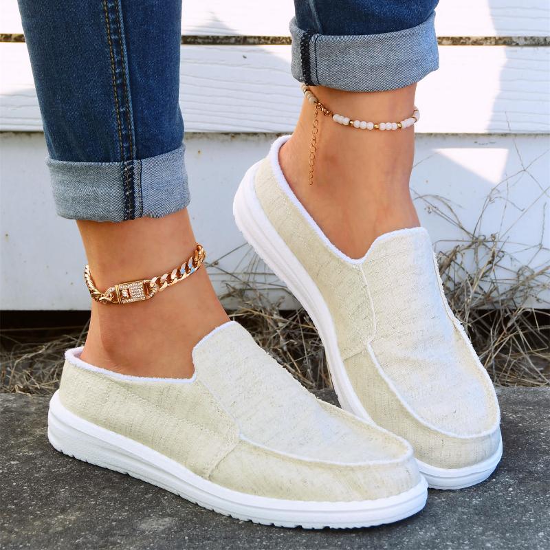 Women's Slip On Print Cloth Shoes Summer New Flat Bottom Light Lazy Fisherman Shoes Canvas Breathable Flat Women Single Shoes