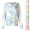 Женская повседневная однобортная одежда с длинным рукавом и пасхальным принтом, кардиган, топ