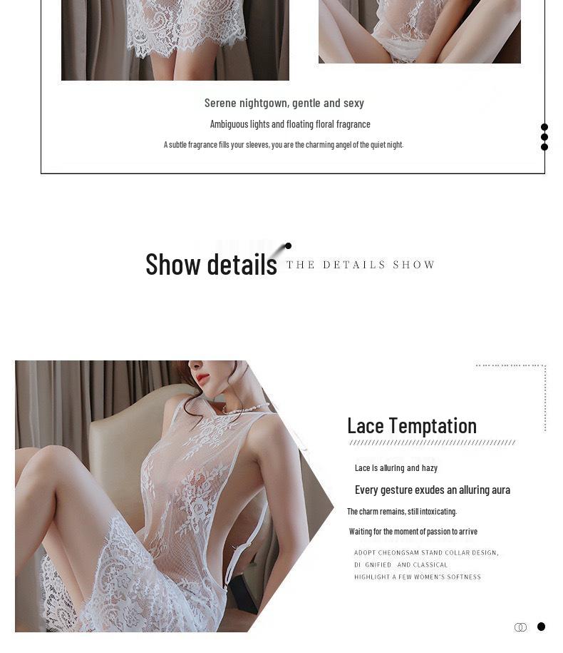 Женская ночная сорочка без спины из легкого кружева - Сексуальная и прозрачная майка