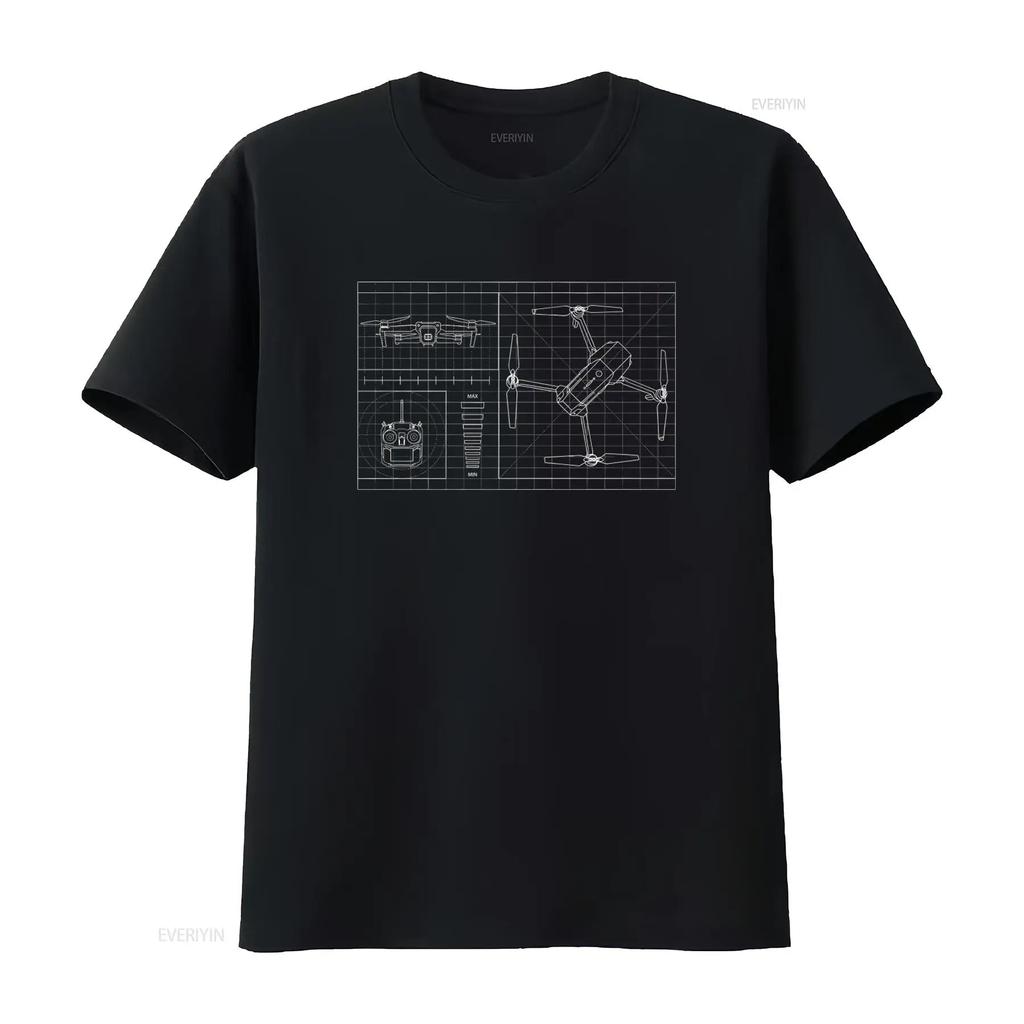 Drone Blueprint Design 100 Cotton T Shirt for Men and Women vintage Washed Soft streetwear designer clothes Stylish Slightly