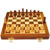 HANDICRAFTS Wooden Handmade Foldable Magnetic Chess Board Set Wooden with Magnetic Pieces and Extra Queens for Kids and Adults (12x12 Inches, Brown)