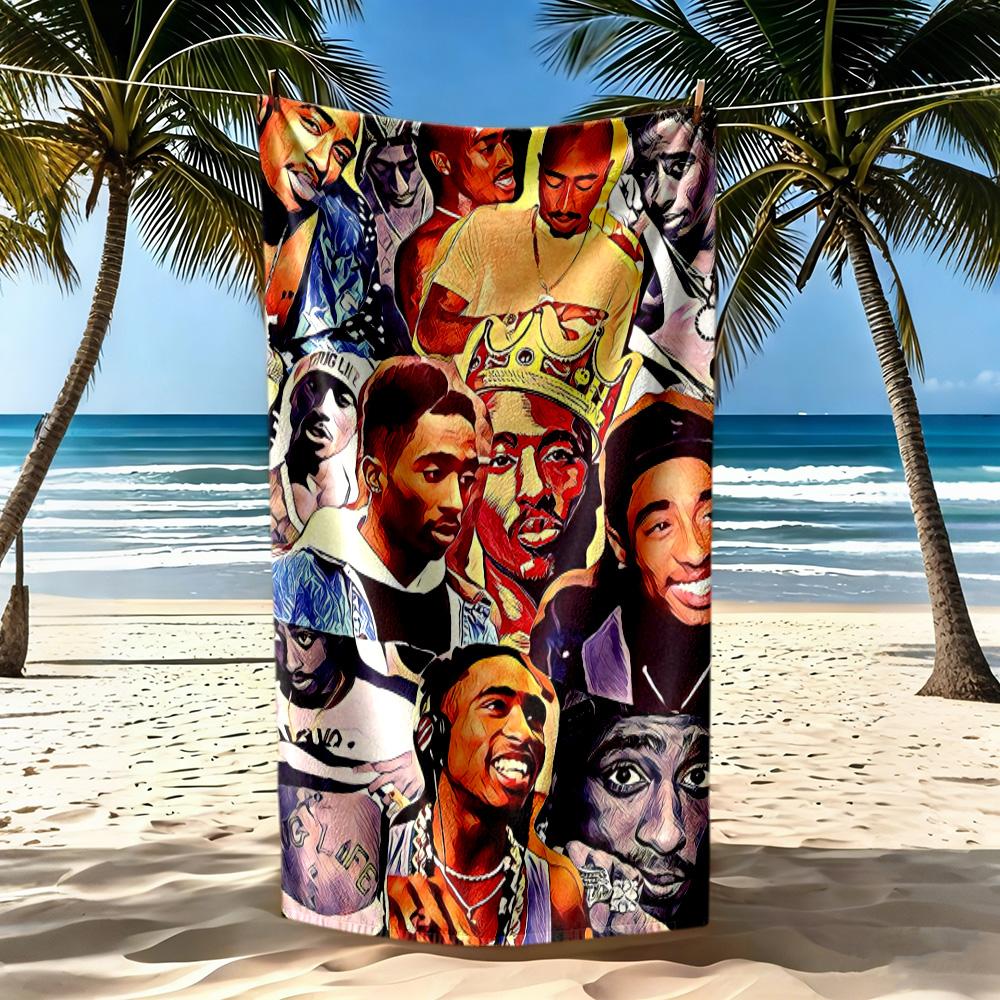 2pac Theme Beach Towel Soft Durable Quick-Dry Comfortable Lightweight Suitable for Sports, Travel, Swimming, Yoga, Bathroom, Beach, And Pool