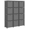 VidaXL 12-cube Shelving Unit with Boxes Grey 103x30x141 Cm Fabric