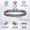 8mm/10mm/12mm Cuban Link Stainless Steel Man Bracelet Rainbow Colored Square Link Wristband Jewelry Gift for Dad Valentine's day