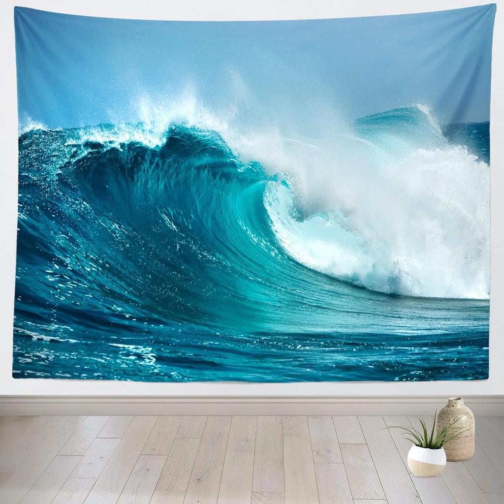 Loccor Ocean Wave Tapestry Powerful Pacific Sea Storm Huge Wave Tapestry Surfing Summer Wall Hanging Sport Wall Art for Bedroom