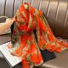 Spring/Summer New Women'S Silk Scarf 135 * 180cm Simulated Silk Twill Square Scarf Fashion Printed Large Square Scarf Professional Scarf