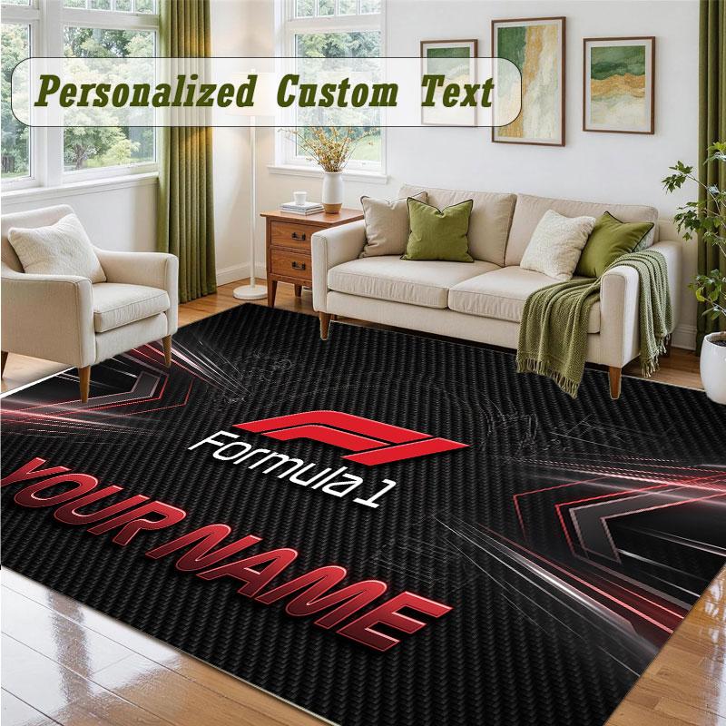 Crystal Velvet Square Rug Custom NameF1 Pattern Non Slip Home Floor Decor Rug
