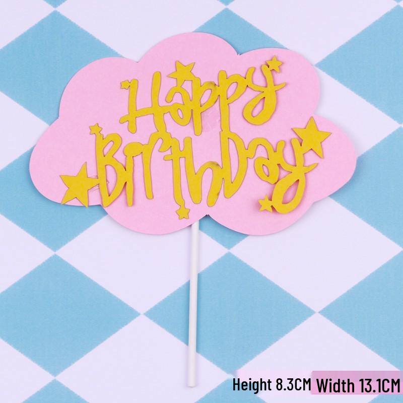Pink Themed Cake Decor: Heart & Cloud Balloons with Insert Cards for Birthday Parties