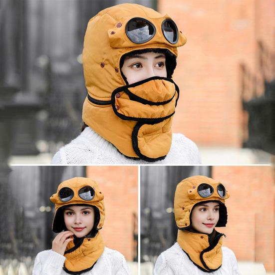 Шапка Лэй Фэна Зимняя Термошляпа с Очками 3-в-1 Ушанка Авиатор Защита Лица Накладки на Уши Зимний Снегоход Туризм Головной Убор для Холодной Погоды