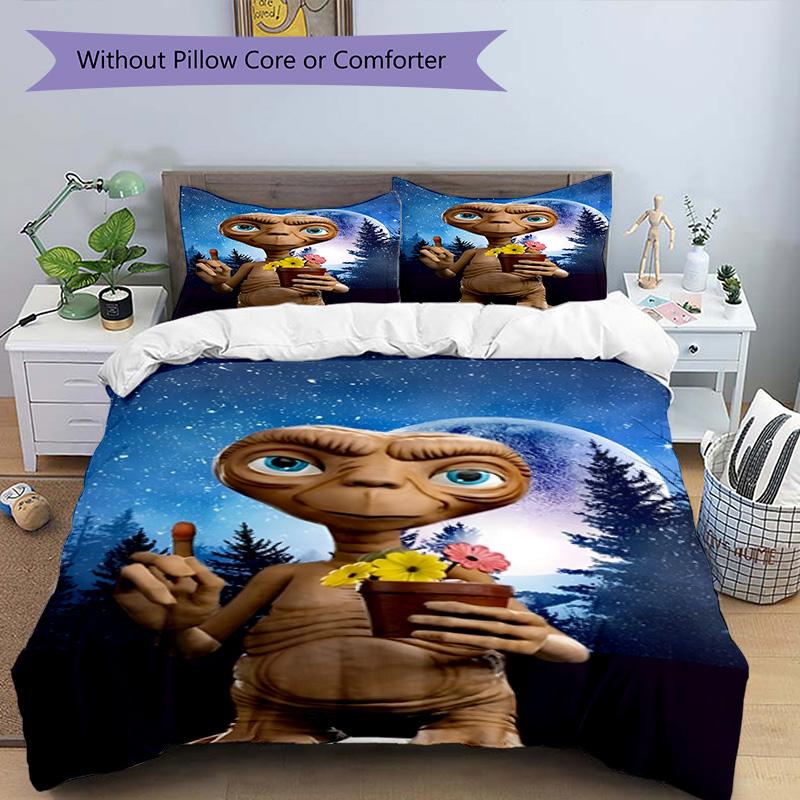 3pcs E-ET1 Design Cover Set - HD Printed Bedding with 1 Cover and 2 Pillowcases - Perfect for Home and Dorm Decor
