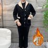 Модная материнская зимняя одежда, плюс бархатный толстый стеганый костюм, зимняя теплая стеганая куртка для среднего и пожилого возраста, хлопковые брюки, костюм-двойка