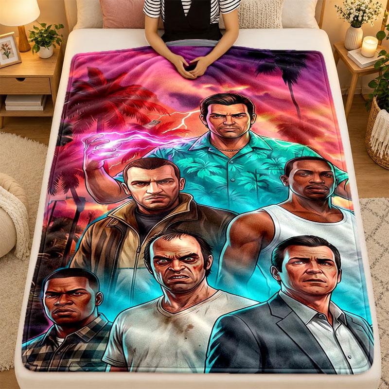 Flannel BlanketGTA Warm Soft Throw Blanket for Indoor Sofa Bed Living Room Use