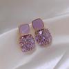 Purple Retro Square Dripping Oil New Trendy Temperament Net Red Earrings Women's Brincos