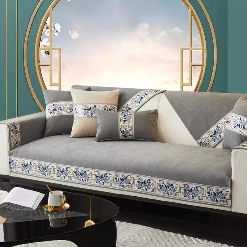 Chinese Style Chenier Sofa Cushion Four Season Universal Anti Slip Sofa Cover Fully Covered Machine Washable Decor Sofa Towel
