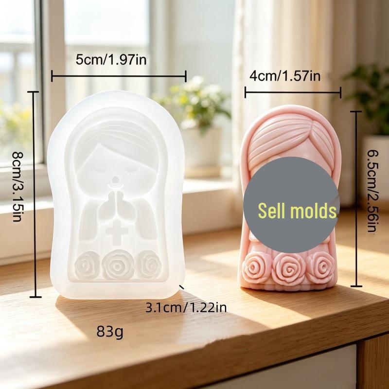 Praying Girl Heart Silicone Candle Mold for Statues and Ornaments