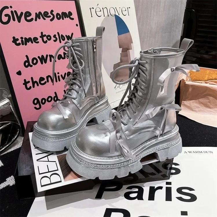 Модные летние дышащие сандалии на платформе, ботинки на толстой подошве, женские ботинки с боковой молнией, увеличивающие рост, спортивные босоножки до середины голени