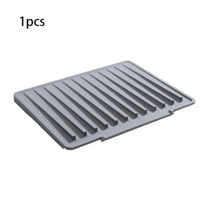1 Silicone Sink Mat, Large Sloped Drainage Dish Drying Pad for Utensils and Plates