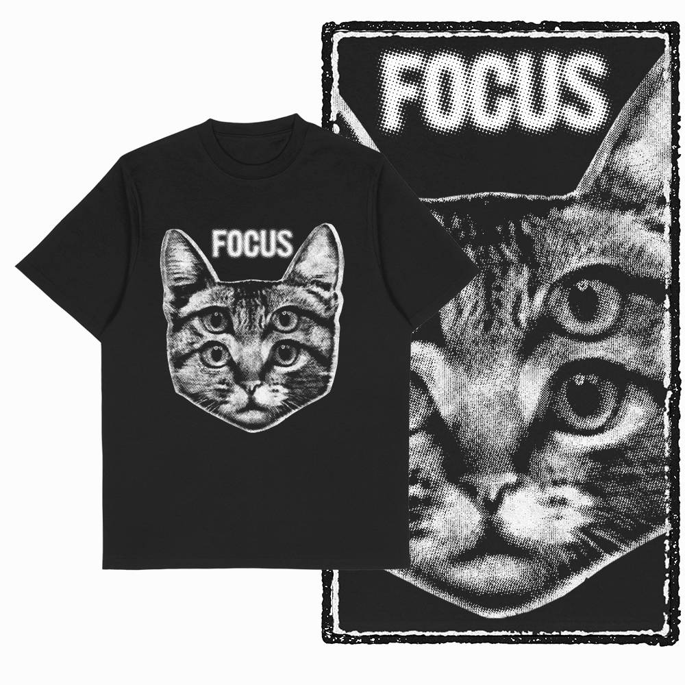 Vintage Cat Printed Graphic Unisex tshirt Black Unique Big Size Cotton Tshirt Retro Streetwear T Shirt For Unisex Tee Shirt G50
