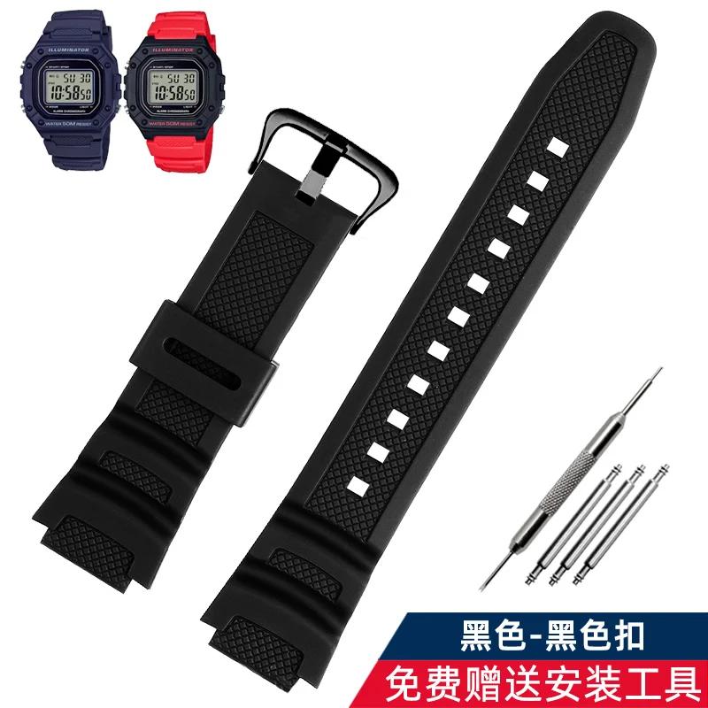 Аксессуары для ремешка часов подходят для Casio Watch W-218h / F-108 AE1200 / 1000 / 1300 смола силикон ремешок для часов 18 мм