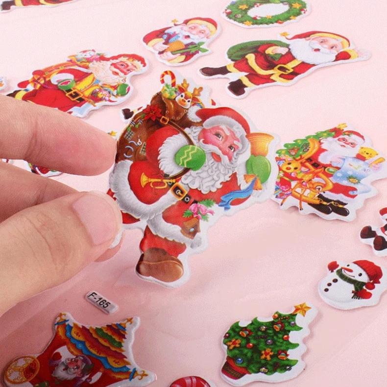 5 шт. Рождественский подарок Счастливого Рождества 3D наклейка-пузырь Мультяшный Санта-Клаус Колокольчик Пухлые наклейки Новый год Рождество Липкий декор для ребенка
