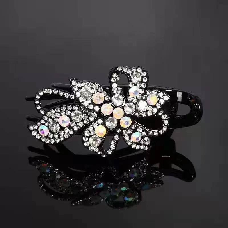 Заколка для волос в стиле ретро с цветком и кристаллами и стразами, женская заколка для волос, зажимы в виде утконоса, заколка для волос в корейском стиле