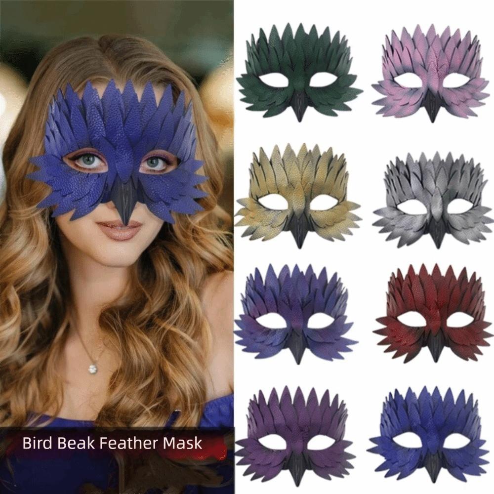 Leather Costume Party Mask Owl Shape Bird Beak Mask Creative Feather Mask  Costume Party