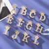 1PC Brooch Pins for Women & Men Initial Brooch Collar Pin Crystal Rhinestone Fashion A-Z Golden Tone Corsage Pin