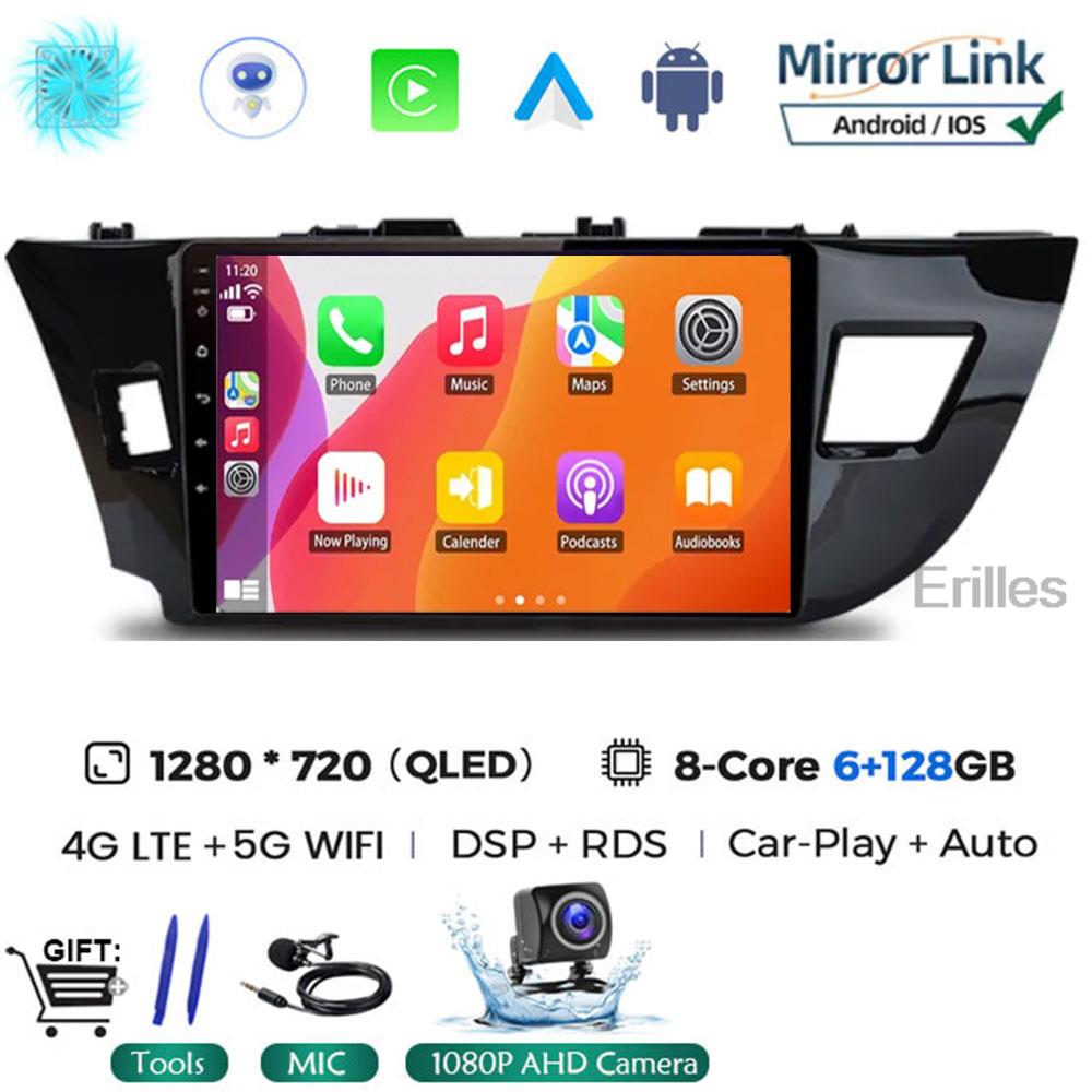 Android 14 2 Din автомобильный радиоприемник для Toyota Corolla Ralink 2014 - 2016 Мультимедийный видеоплеер Навигация MP5 Стерео Carplay Головное устройство