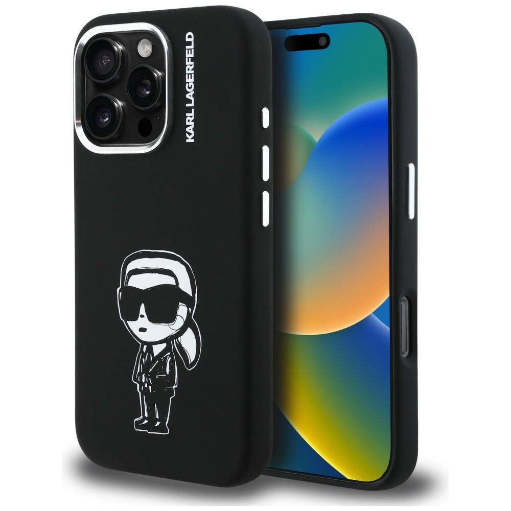 Karl Lagerfeld Silicone Karl Sketch MagSafe Case for iPhone 16 Pro Black