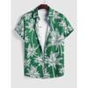 Tropical Coconut Tree Pattern Men's Short Sleeve Button Down Lapel Shirt For Summer Resort Holiday Hawaiian Style Oversized Tops