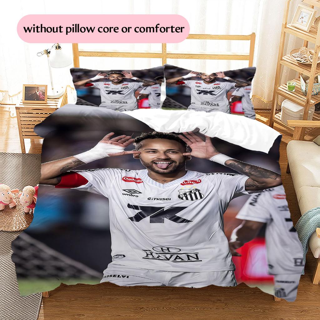 Neymar Jr Pattern Bedding Home Decoration Birthday Gift ( 1 duvet cover + 2 pillowcase, without core),fan merchandise.