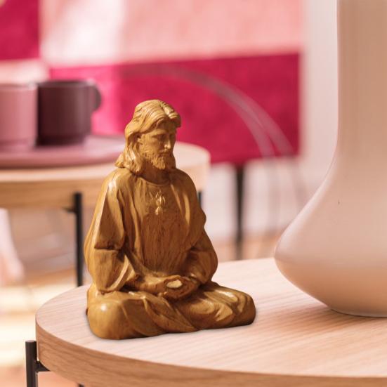 Статуэтка Христа из смолы Yousheng, рождественское украшение для стола, статуэтка Иисуса в медитации для столов, украшение камина, христианский подарок