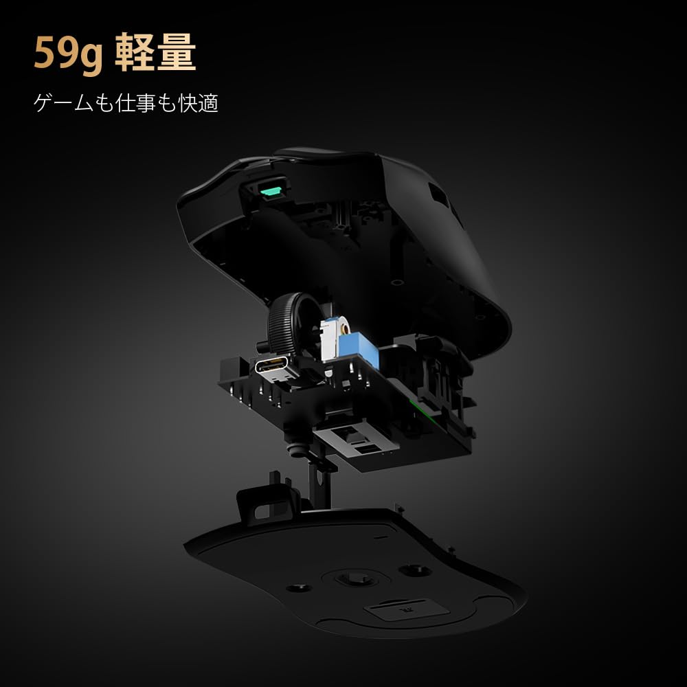 Delux M700PRO Wireless Gaming Lightweight PAW3395 Sensor 26000 80 Million 90 Hours of 1000Hz Polling Rate Mouse, 59g, DPI, Clicks, Life, Dual-Mode